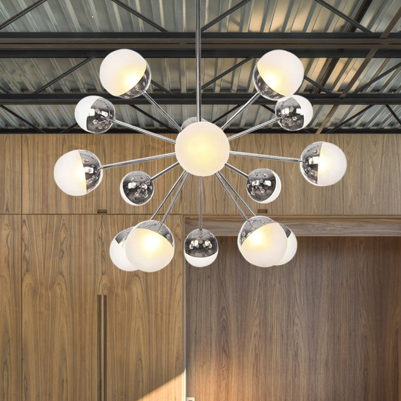 Globe Dining Room Semi Flush Mount White/Clear/Smoke Grey Glass 9/12/15 Lights Contemporary Semi Flush Light in Copper/Chrome/Gold