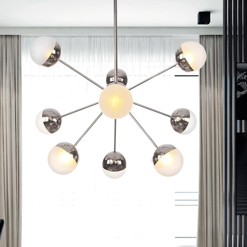 Globe Dining Room Semi Flush Mount White/Clear/Smoke Grey Glass 9/12/15 Lights Contemporary Semi Flush Light in Copper/Chrome/Gold