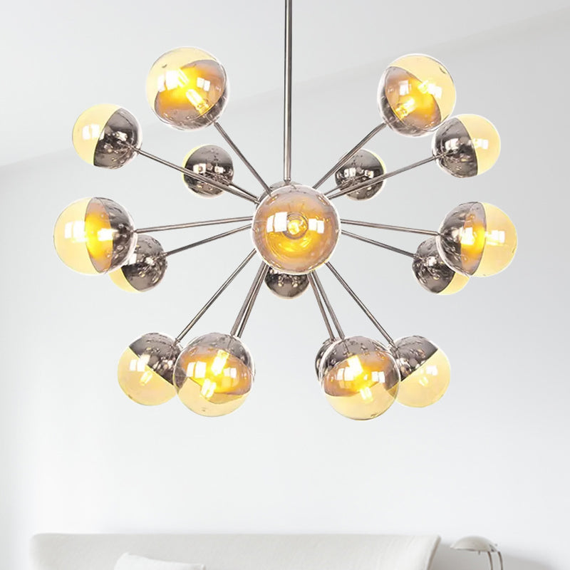 Globe Dining Room Semi Flush Mount White/Clear/Smoke Grey Glass 9/12/15 Lights Contemporary Semi Flush Light in Copper/Chrome/Gold