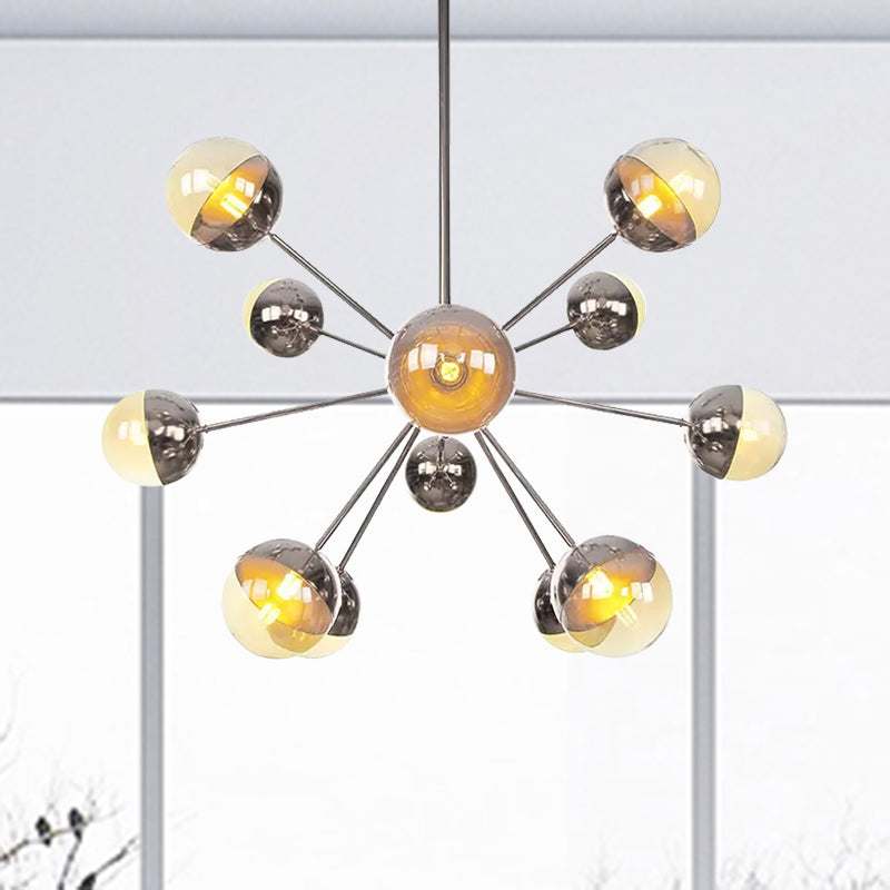 Globe Dining Room Semi Flush Mount White/Clear/Smoke Grey Glass 9/12/15 Lights Contemporary Semi Flush Light in Copper/Chrome/Gold
