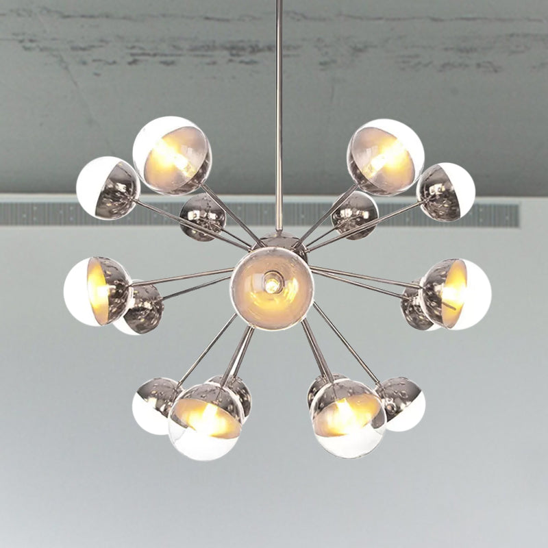 Globe Dining Room Semi Flush Mount White/Clear/Smoke Grey Glass 9/12/15 Lights Contemporary Semi Flush Light in Copper/Chrome/Gold