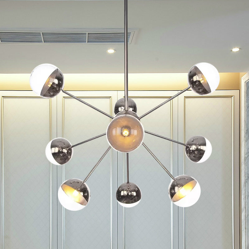 Globe Dining Room Semi Flush Mount White/Clear/Smoke Grey Glass 9/12/15 Lights Contemporary Semi Flush Light in Copper/Chrome/Gold