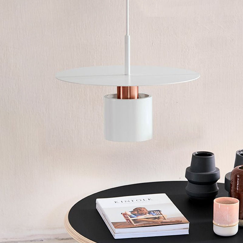 Cylindrical Hanging Lamp Modernism Metal 8"/12" Wide 1 Head Copper Ceiling Pendant Light