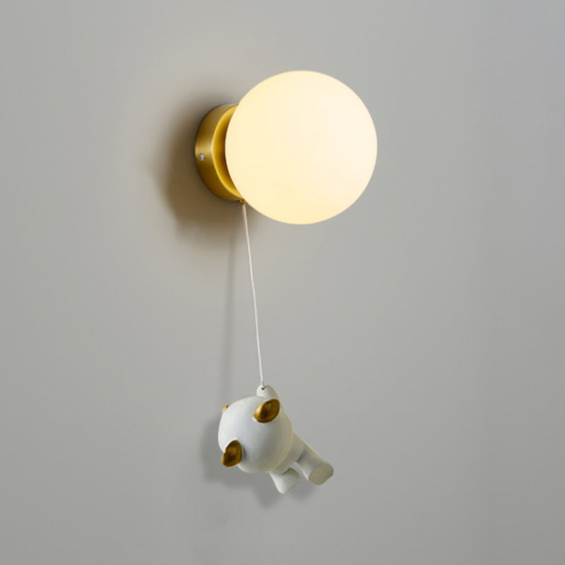 Ball Shade 1 - Light Wall Light Kids Style Iron and Glass Wall Fixture with Resin Accents