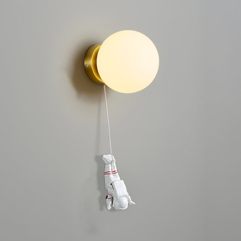 Ball Shade 1 - Light Wall Light Kids Style Iron and Glass Wall Fixture with Resin Accents