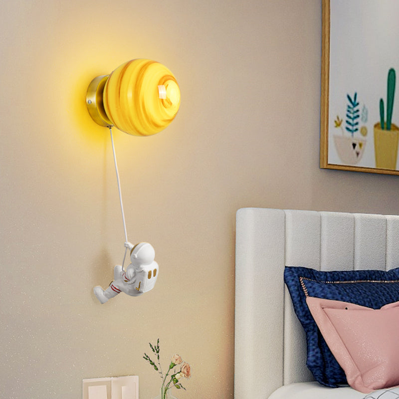 Ball Shade 1 - Light Wall Light Kids Style Iron and Glass Wall Fixture with Resin Accents