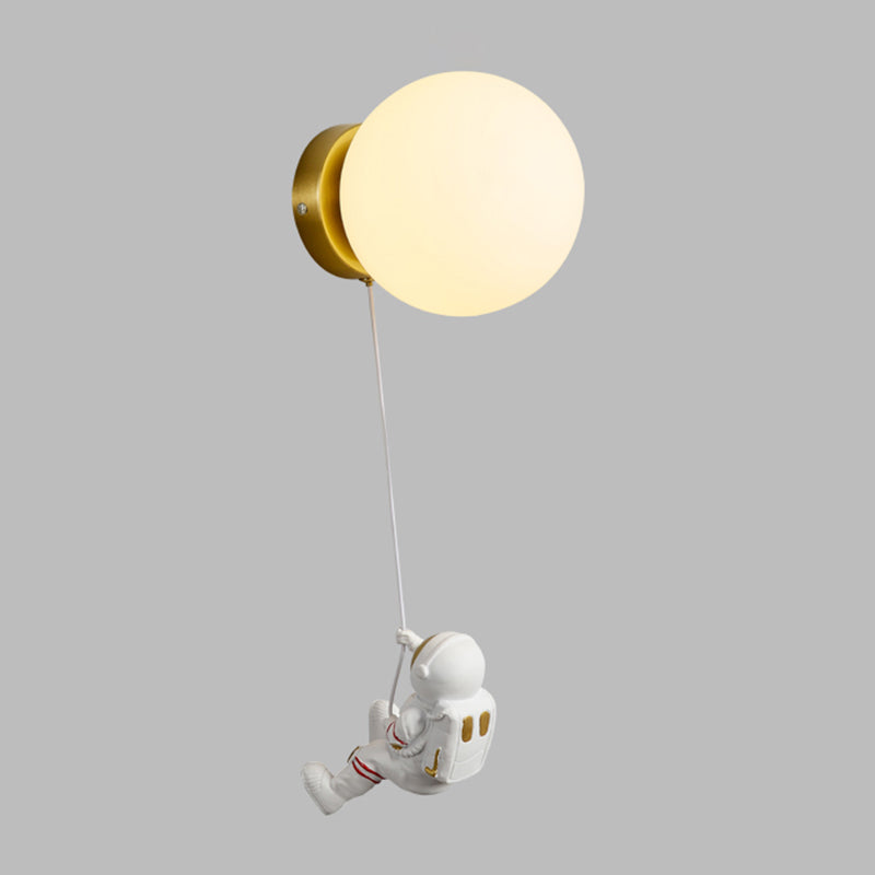 Ball Shade 1 - Light Wall Light Kids Style Iron and Glass Wall Fixture with Resin Accents