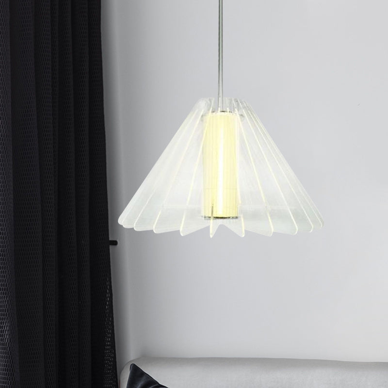 Wide Flare Pendant Lighting Modernist Clear Glass 1 Head Dining Room Ceiling Hanging Light
