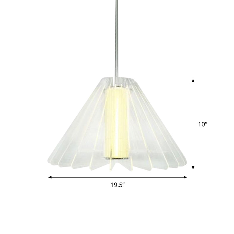 Wide Flare Pendant Lighting Modernist Clear Glass 1 Head Dining Room Ceiling Hanging Light