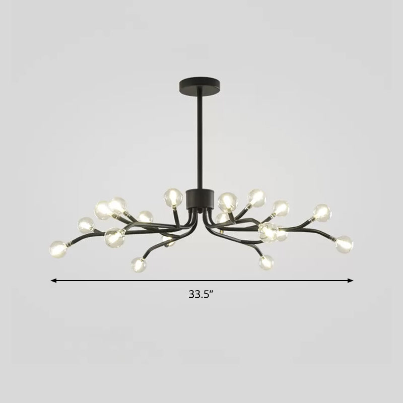 Molecular LED Chandelier Pendant Lighting Modernist Clear Glass 18 Lights Black Ceiling Lamp Fixture