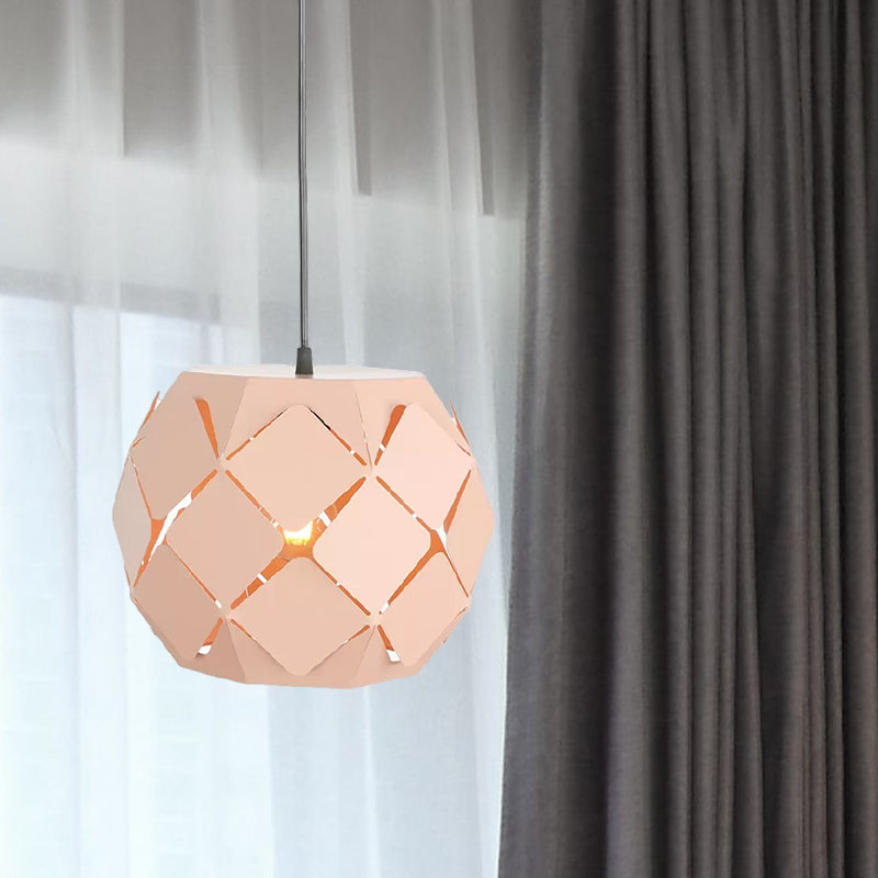 Laser-Cut Hanging Lamp Minimalist Metal 1 Light Living Room Pendant Lighting in Pink