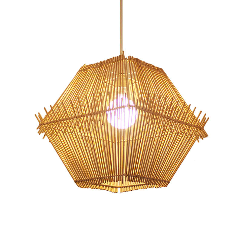 Plafond suspendu tissé Bamboo contemporain 1 pendentif de chute en bois de tête avec / sans teinte