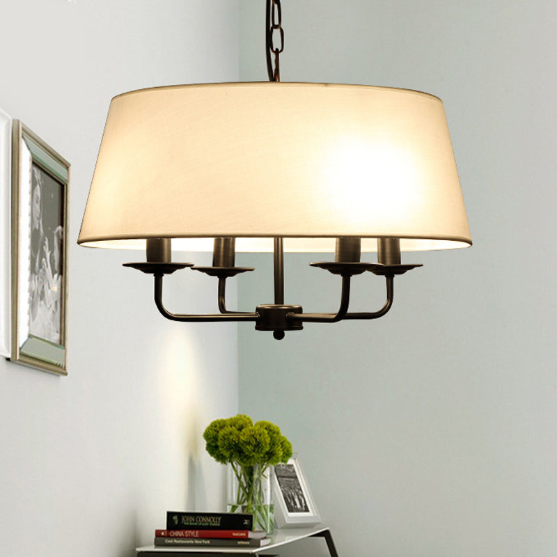 4 lampadine candela lampadario luce classica classica bianca/verde/beige tessuto appennato a soffitto con ombra tamburo