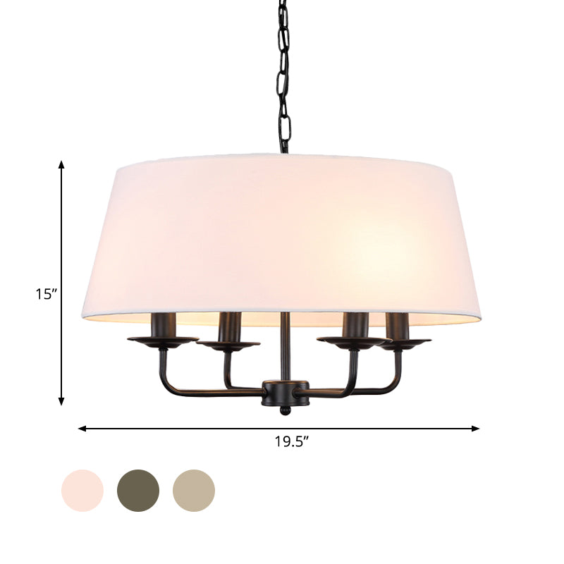 4 lampadine candela lampadario luce classica classica bianca/verde/beige tessuto appennato a soffitto con ombra tamburo