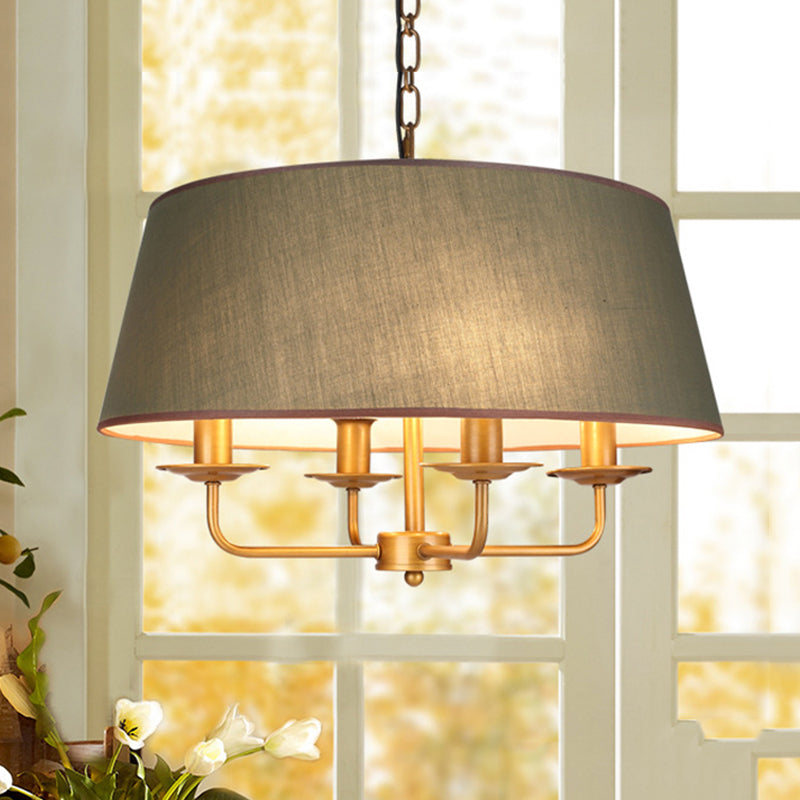 4 lampadine candela lampadario luce classica classica bianca/verde/beige tessuto appennato a soffitto con ombra tamburo