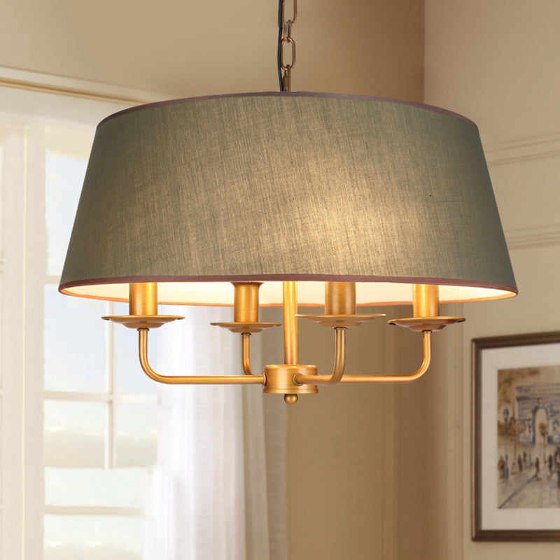 4 lampadine candela lampadario luce classica classica bianca/verde/beige tessuto appennato a soffitto con ombra tamburo
