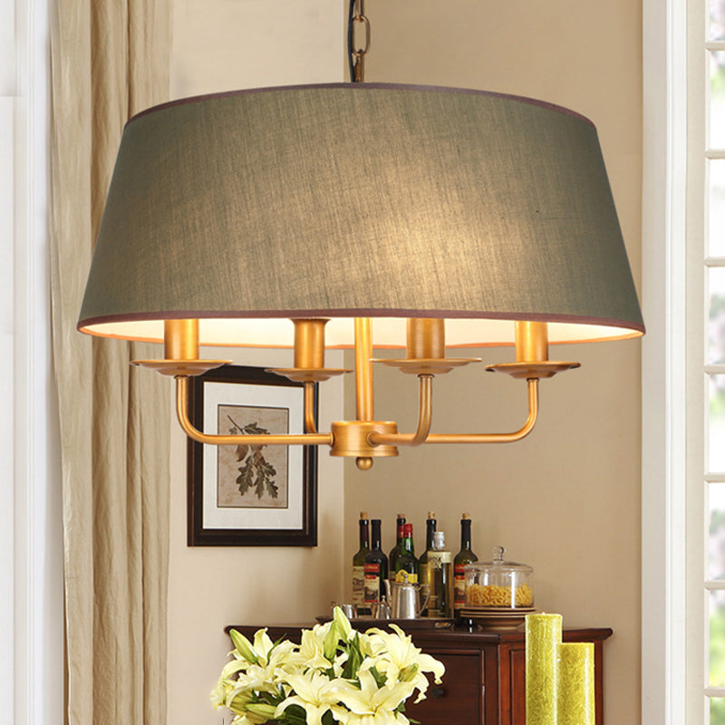 4 lampadine candela lampadario luce classica classica bianca/verde/beige tessuto appennato a soffitto con ombra tamburo