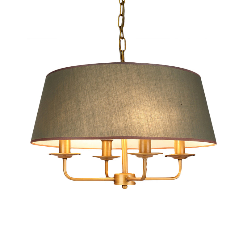 4 lampadine candela lampadario luce classica classica bianca/verde/beige tessuto appennato a soffitto con ombra tamburo