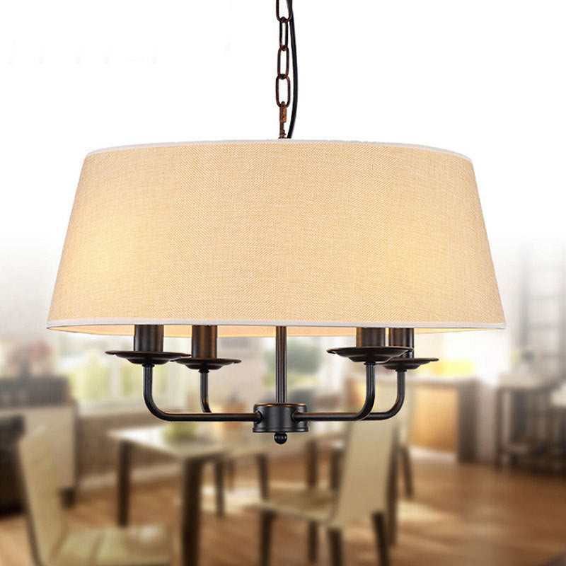 4 lampadine candela lampadario luce classica classica bianca/verde/beige tessuto appennato a soffitto con ombra tamburo