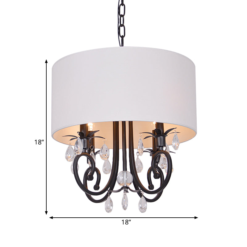 Tela tambor de lámpara colgante blanca 4 luces lámpara de lámpara tradicional accesorio de luz para dormitorio