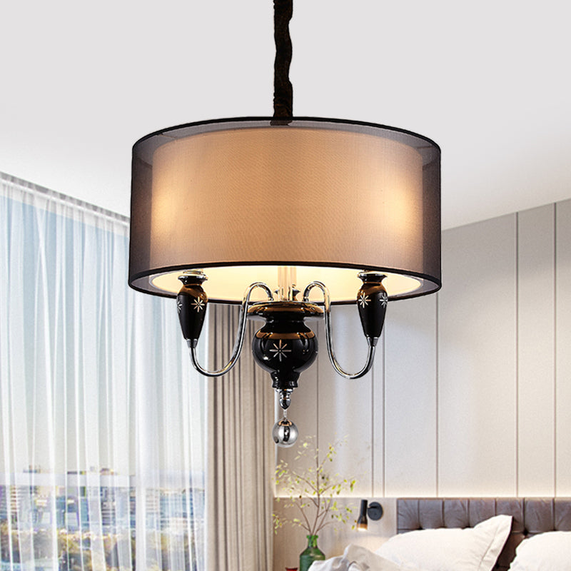 Fassoso lampadario in tessuto a 3 luci Classic Classic Black Drum Dining Room Aipant Segret