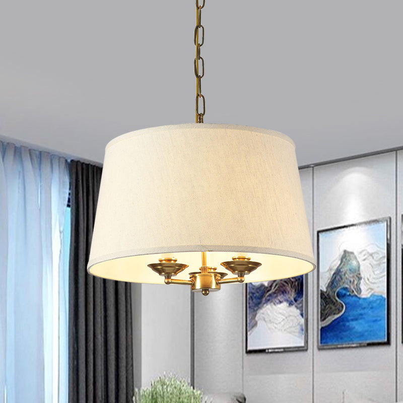 Illuminazione lampadario in tessuto tamburo tradizionale a 3 luci sala da pranzo illuminazione a sospensione in bianco