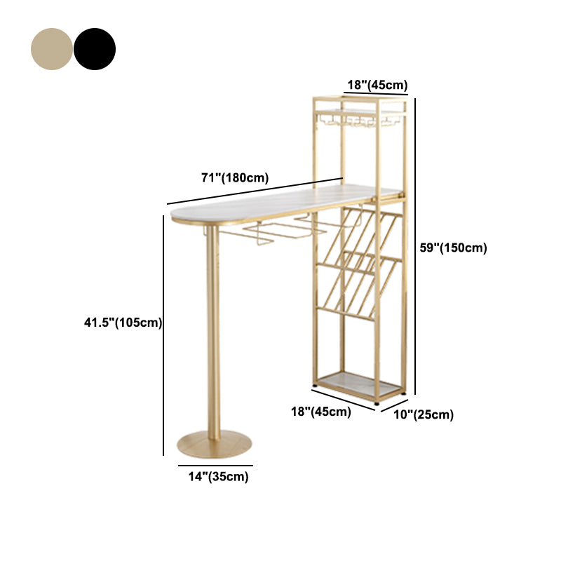 Glam Stone Bar Table Set 1/3 Pieces Counter Table with Metal Stools