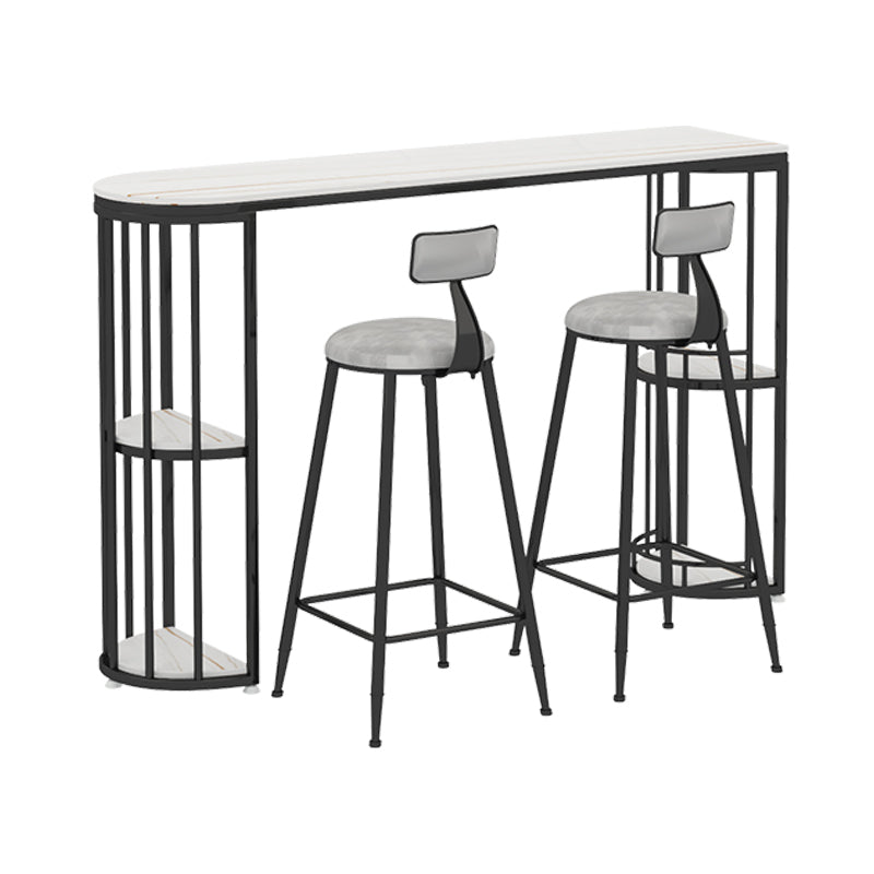 Indoor Oval Pub Dining Set 1/2/3 Pieces Stone and Metal Pub Set with Storage
