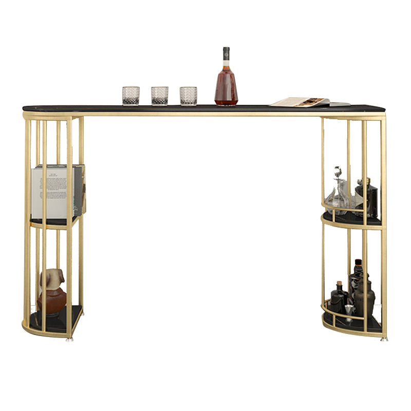 Indoor Oval Pub Dining Set 1/2/3 Pieces Stone and Metal Pub Set with Storage