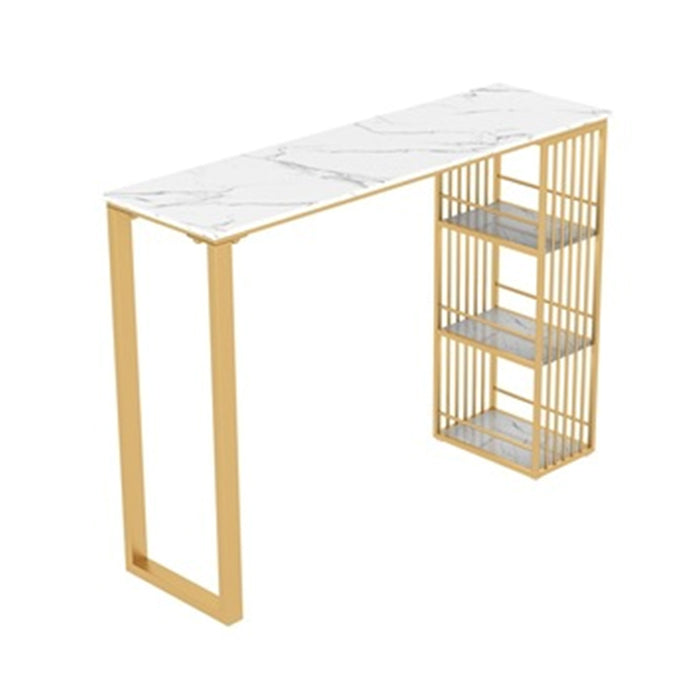 1/4 Pieces Luxurious Rectangle Pub Table Set Marble Counter Table Set with High Stools