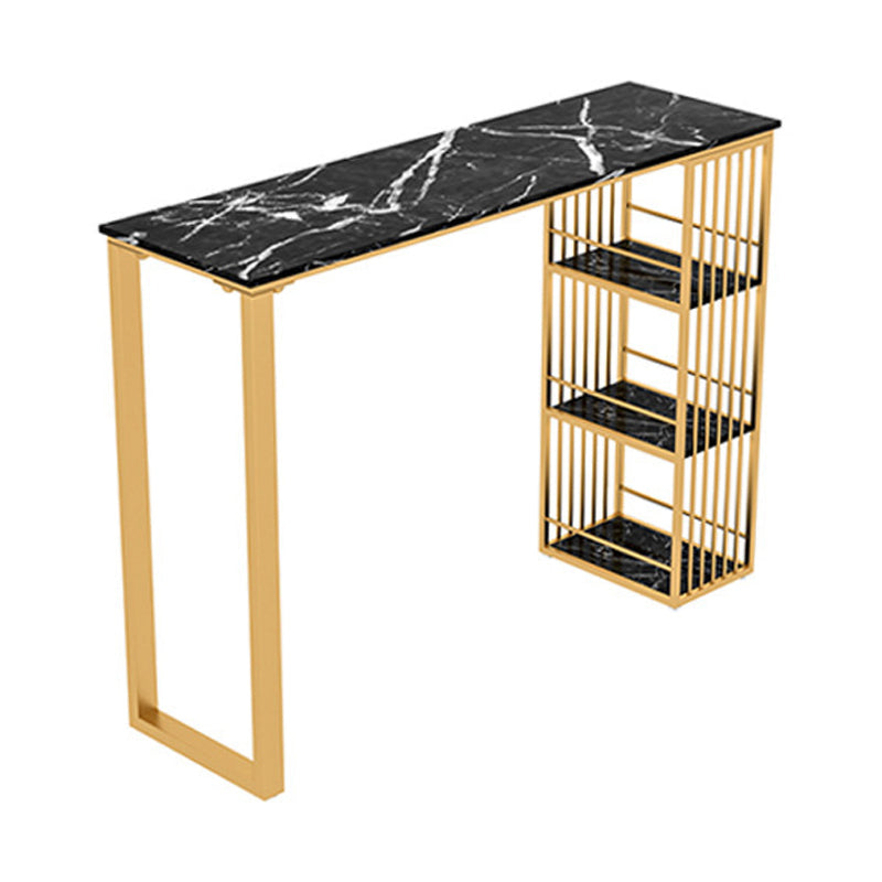 1/4 Pieces Luxurious Rectangle Pub Table Set Marble Counter Table Set with High Stools