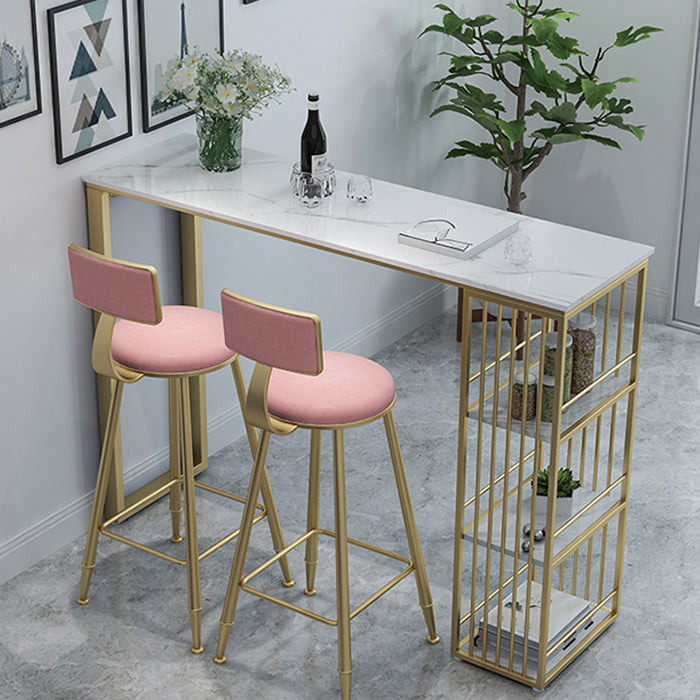 1/4 Pieces Luxurious Rectangle Pub Table Set Marble Counter Table Set with High Stools