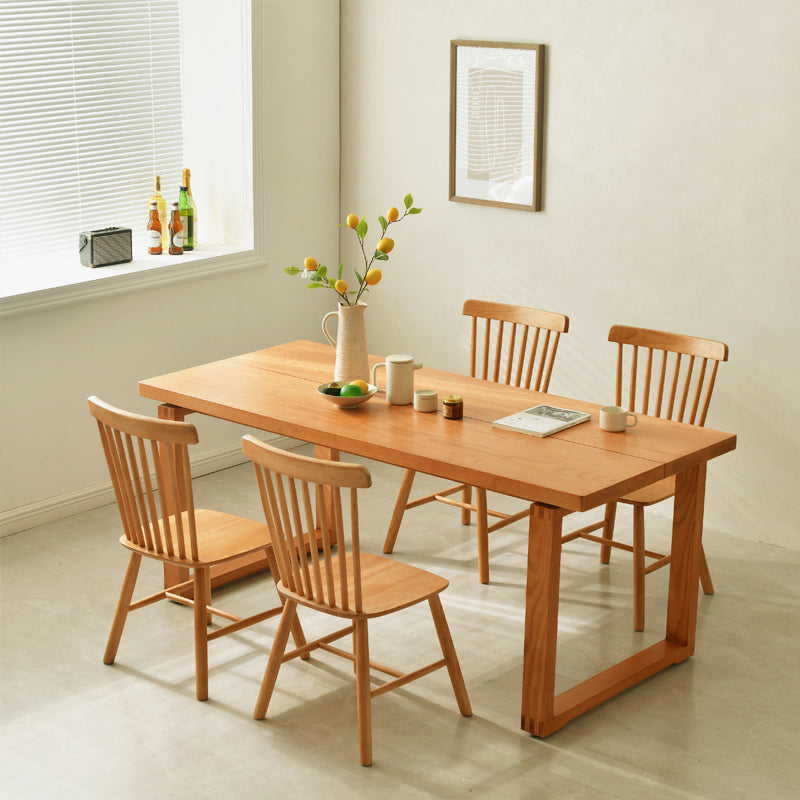 Modern 1/3/3/5 Pieces Dining Set Rectangle Solid Wood Dinette Set in Natural