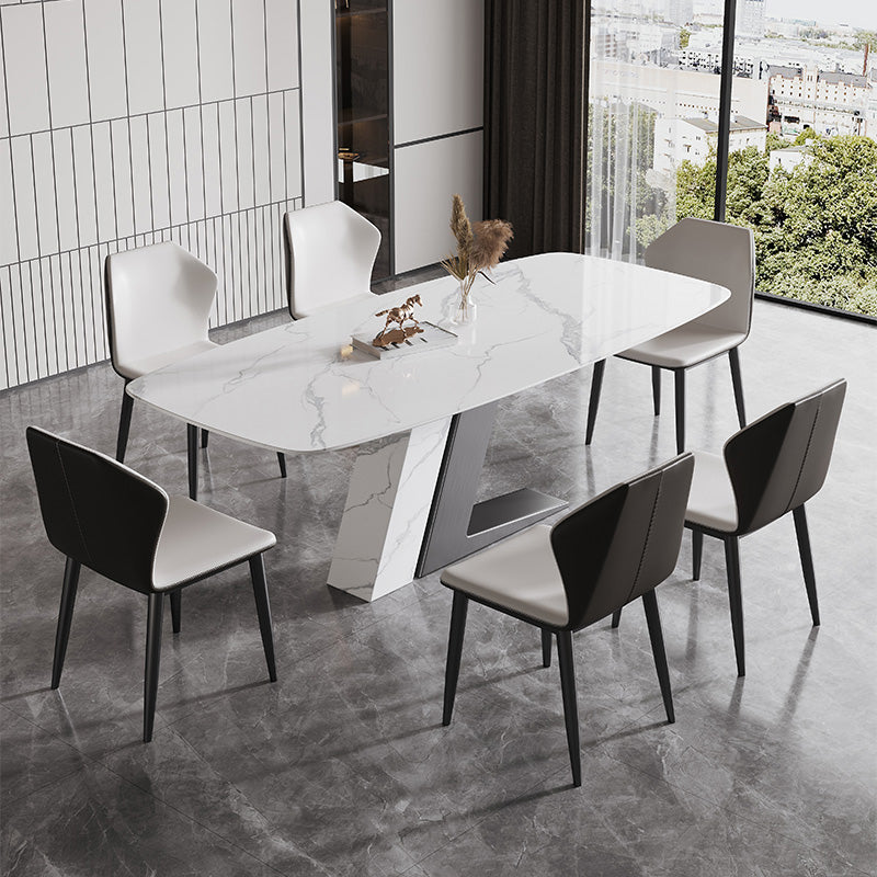 Contemporary Dining Set 1/4/5/7 Pcs Dining Table Set with Sintered Stone Top