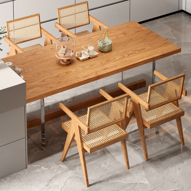 Modern Solid Wood Dining Set 1/2/5/7 Pieces Dining Table with Wood Chairs