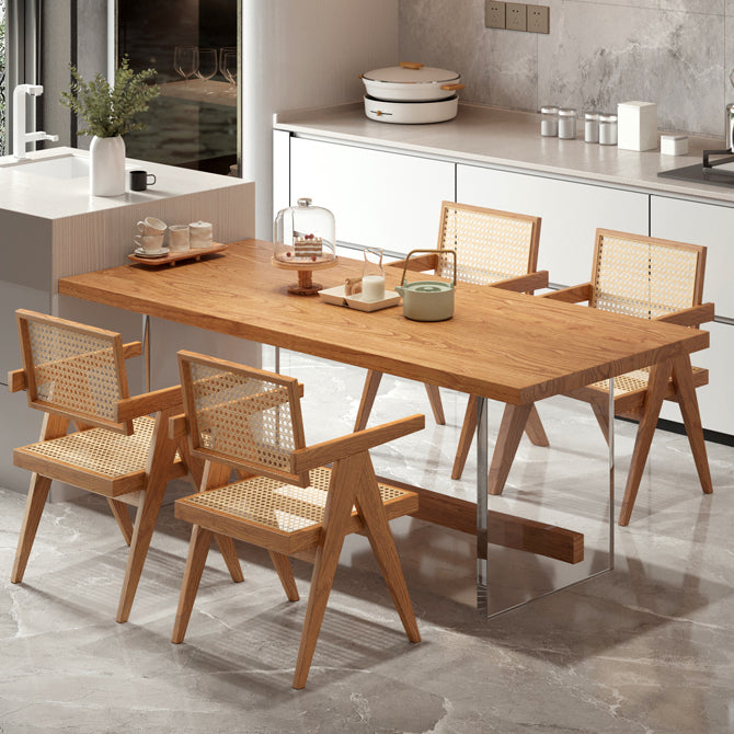 Modern Solid Wood Dining Set 1/2/5/7 Pieces Dining Table with Wood Chairs