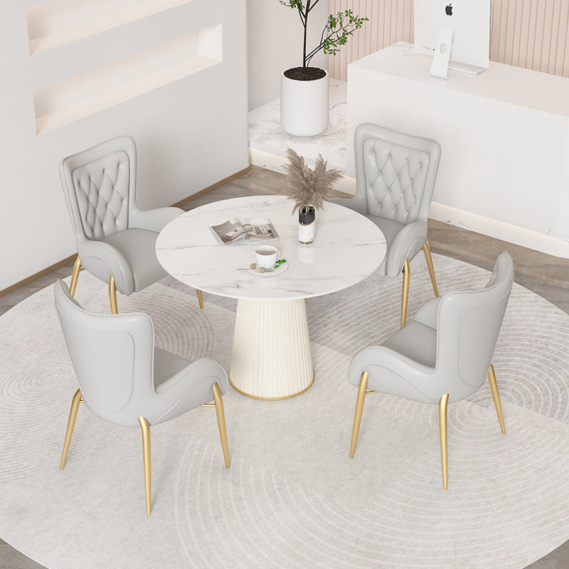 Nordic 1/4/5 Pieces Dining Set Round Stone Dining Table for Dining Room