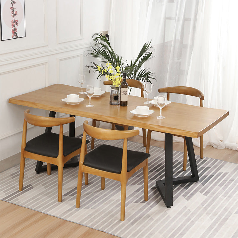Industrial Dining Set 1/2/4/5 Pieces Solid Wood Double Pedestal Dinette Set