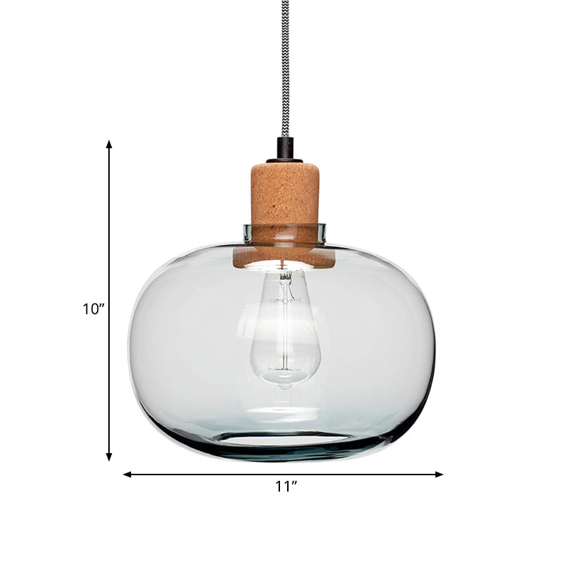 Kit de pendentif en verre en verre transparent transparent moderne 1 têtes de tête d'éclairage suspendu avec liège avec liège