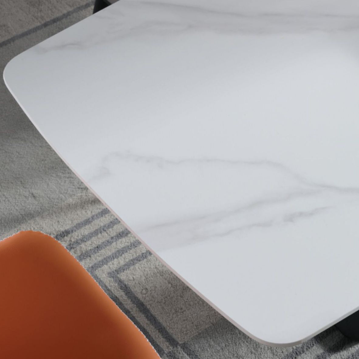 Rectangular Sintered Stone Dining Table Modern Dining Table with Steel Base for Home