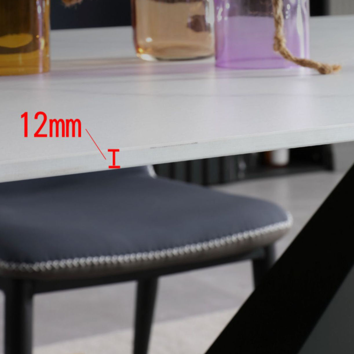 Rectangular Sintered Stone Dining Table Modern Dining Table with Steel Base for Home