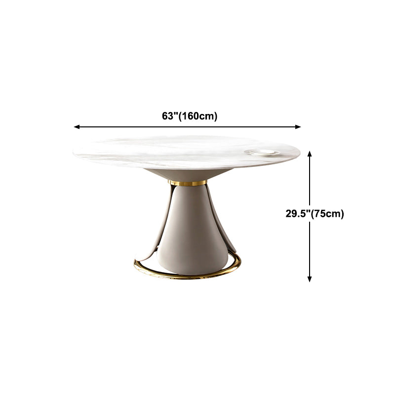 Traditional Luxury Dining Table Round Dining Table with Stainless Steel Pedestal