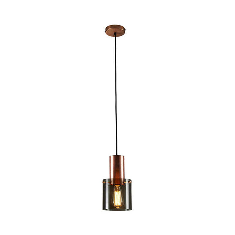 Mini Copper Grenade Pendant Lighting Modernity 1 Bulb Smoke Grey Glass Hanging Light Fixture