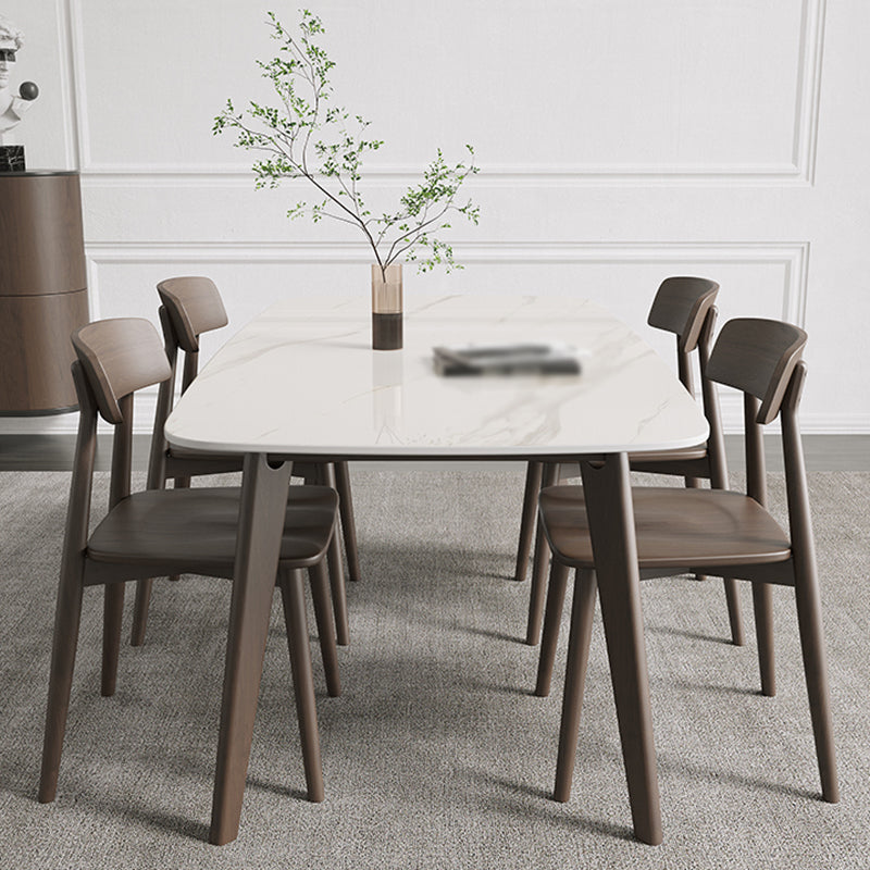 Mid-Century Modern Dining Table Rectangle Dining Table with 4 Legs