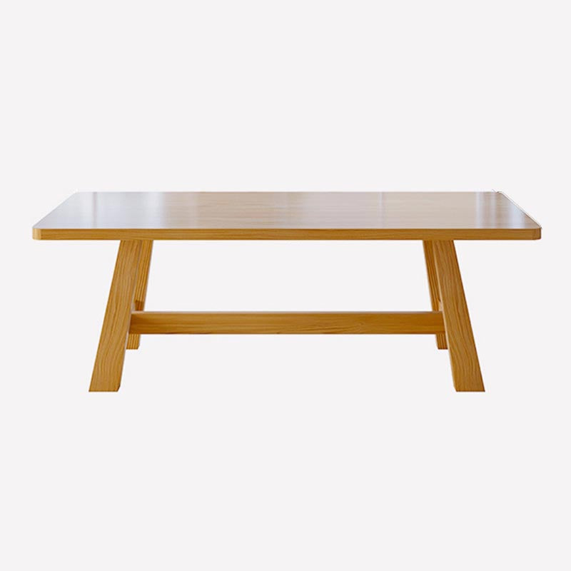 Modern Pine Trestle Dining Table Wood Rectangle Table in Natural