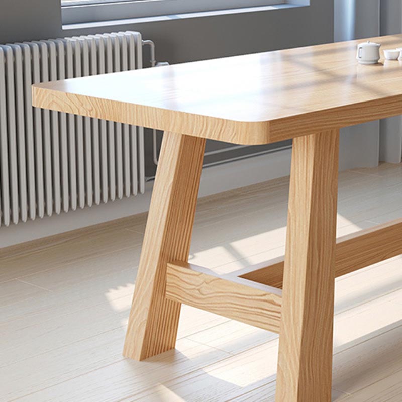 Modern Pine Trestle Dining Table Wood Rectangle Table in Natural