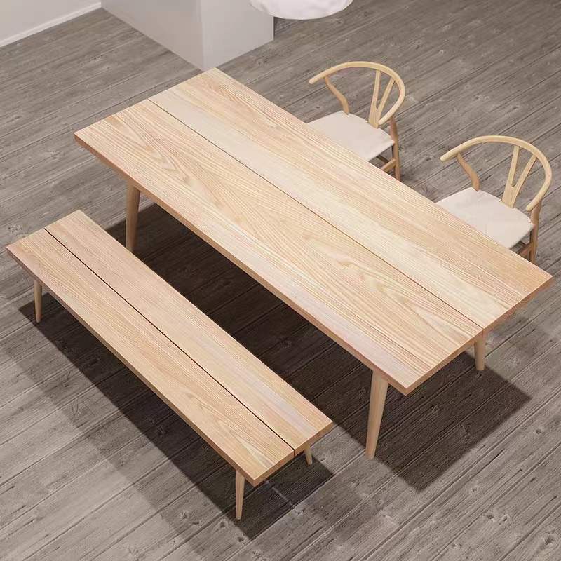 Natural Wood Rectangle Dining Table Ash Modern Table with 4 Legs