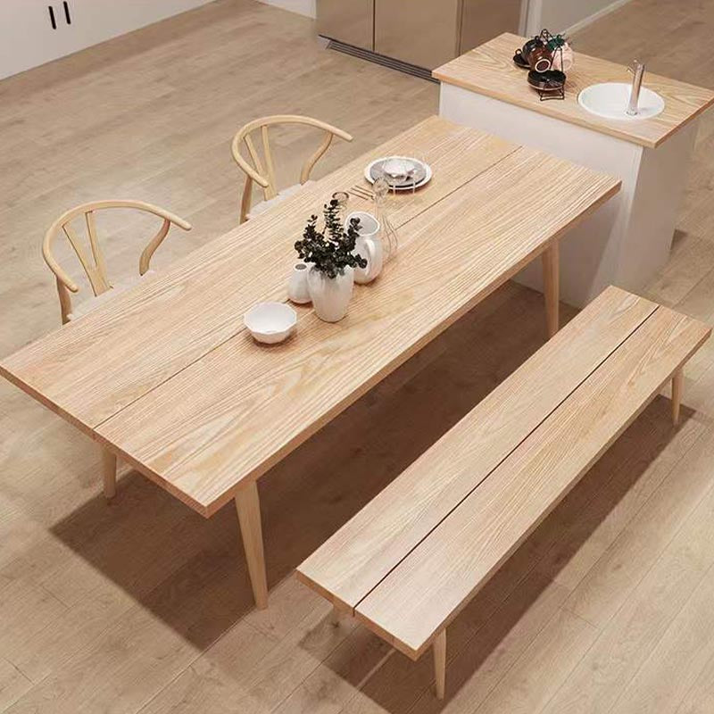 Natural Wood Rectangle Dining Table Ash Modern Table with 4 Legs