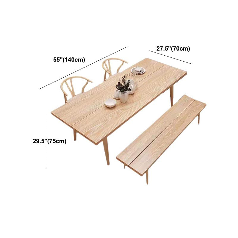 Natural Wood Rectangle Dining Table Ash Modern Table with 4 Legs