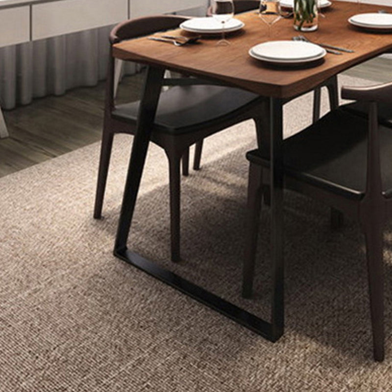 Metal Sled Base Dining Table Industrial Rectangle Dinette Table with Wood Top